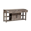 Pemberly Row Light Brown Sofa Table with 2 Sliding Doors and Dovetail