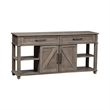 Pemberly Row Light Brown Sofa Table with 2 Sliding Doors and Dovetail