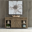 Pemberly Row Light Brown Sofa Table with 2 Sliding Doors and Dovetail