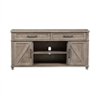 Pemberly Row Light Brown Sofa Table with 2 Sliding Doors and Dovetail