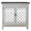 Pemberly Row 2 Door Accent Cabinet in White/Gray with Mirrored Glass
