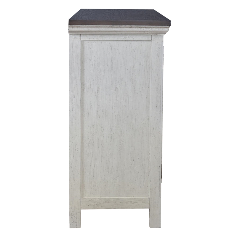 Pemberly Row 2 Door Accent Cabinet in White/Gray with Mirrored Glass