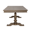 Pemberly Row Farmhouse Trestle Table Set with Turned Legs in Dusty Taupe