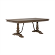 Pemberly Row Farmhouse Trestle Table Set with Turned Legs in Dusty Taupe