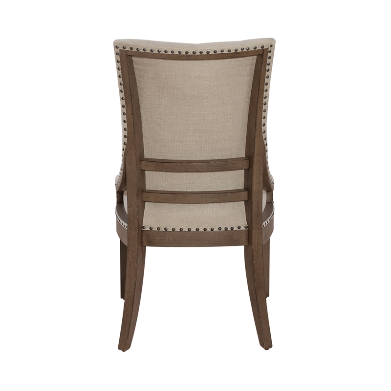 Pemberly Row Farmhouse 5 Piece Leg Table Set with Tufted Back Chairs