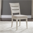 Pemberly Row White Ladder Back Upholstered Side Chair Set of 2 in Khaki