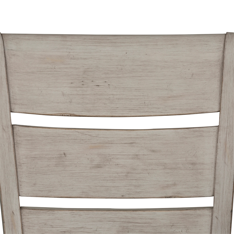 Pemberly Row White Ladder Back Upholstered Side Chair Set of 2 in Khaki