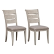 Pemberly Row White Ladder Back Upholstered Side Chair Set of 2 in Khaki