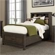 Pemberly Row Dark Gray Twin Bookcase Bed with Storage in Distressed Wood