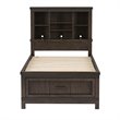 Pemberly Row Dark Gray Twin Bookcase Bed with Storage in Distressed Wood