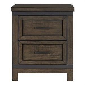 Pemberly Row Dark Gray 2 Drawer Night Stand with Dovetail Drawer Glides