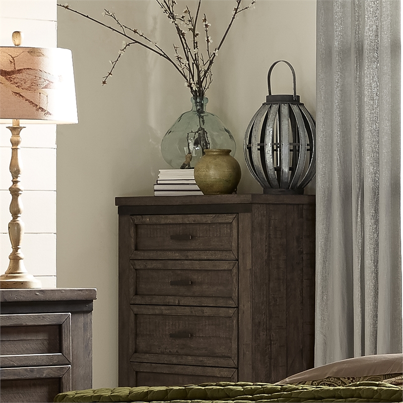 Pemberly Row Dark Gray 5 Drawer Chest with Dovetail Construction