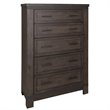 Pemberly Row Dark Gray 5 Drawer Chest with Dovetail Construction