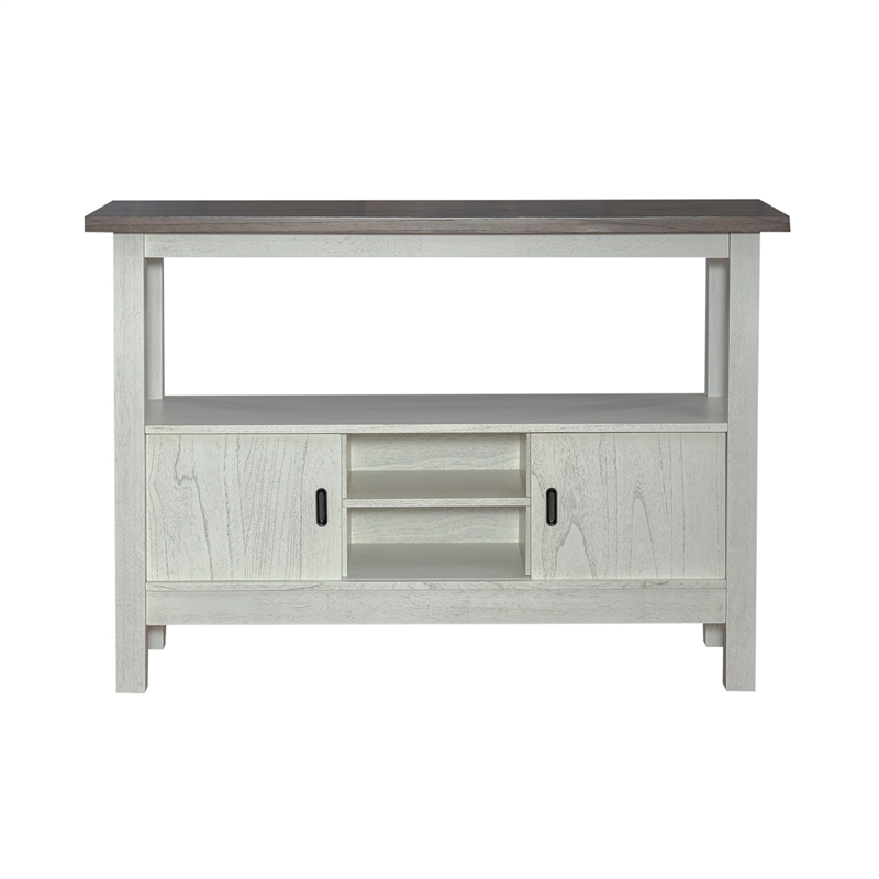 Pemberly Row Sideboard with Sliding Doors and Open Shelf in Textured White