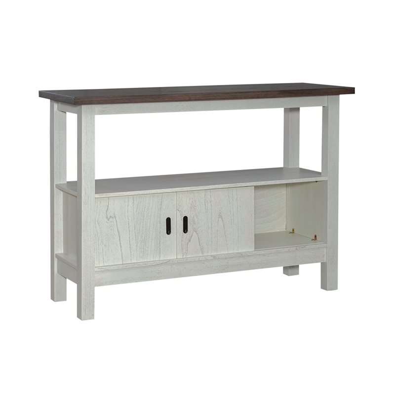 Pemberly Row Sideboard with Sliding Doors and Open Shelf in Textured White