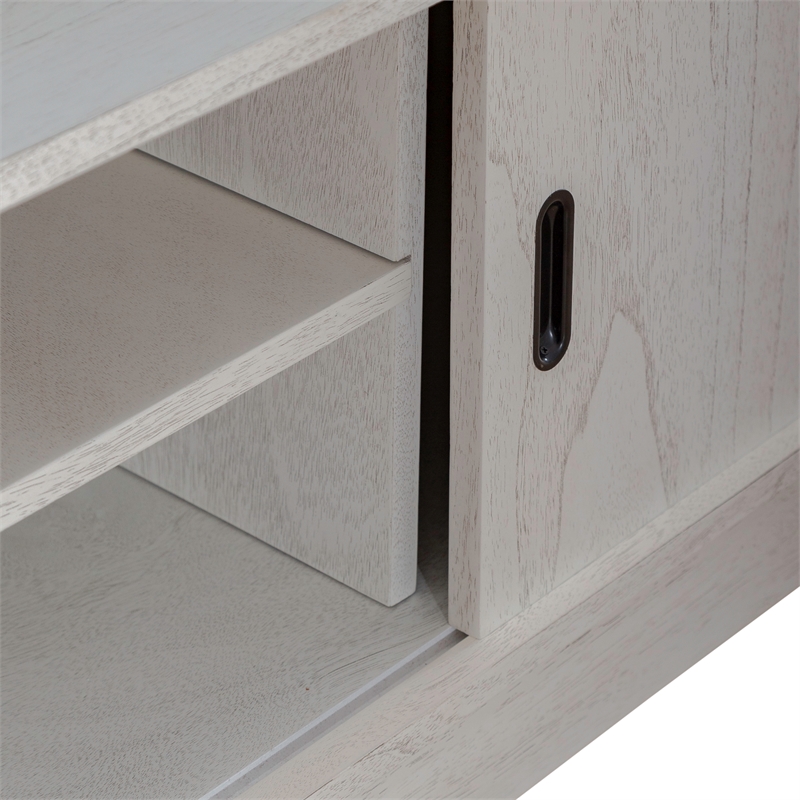Pemberly Row Sideboard with Sliding Doors and Open Shelf in Textured White