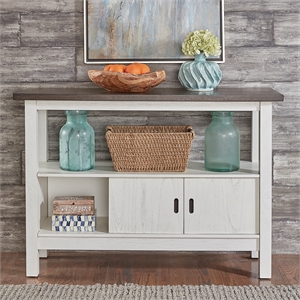 Pemberly Row Sideboard with Sliding Doors and Open Shelf in Textured White