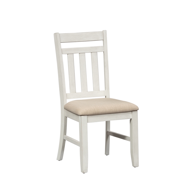 Pemberly Row White 7 Piece Rectangular Table Set with Tufted Chairs