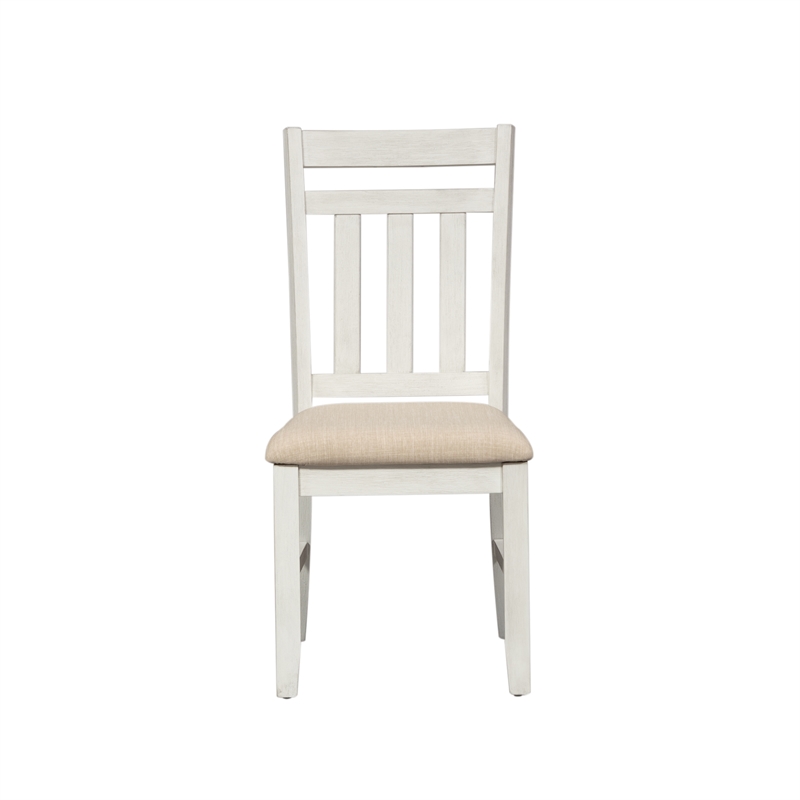 Pemberly Row White 7 Piece Rectangular Table Set with Tufted Chairs