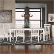 Pemberly Row White 7 Piece Rectangular Table Set with Tufted Chairs