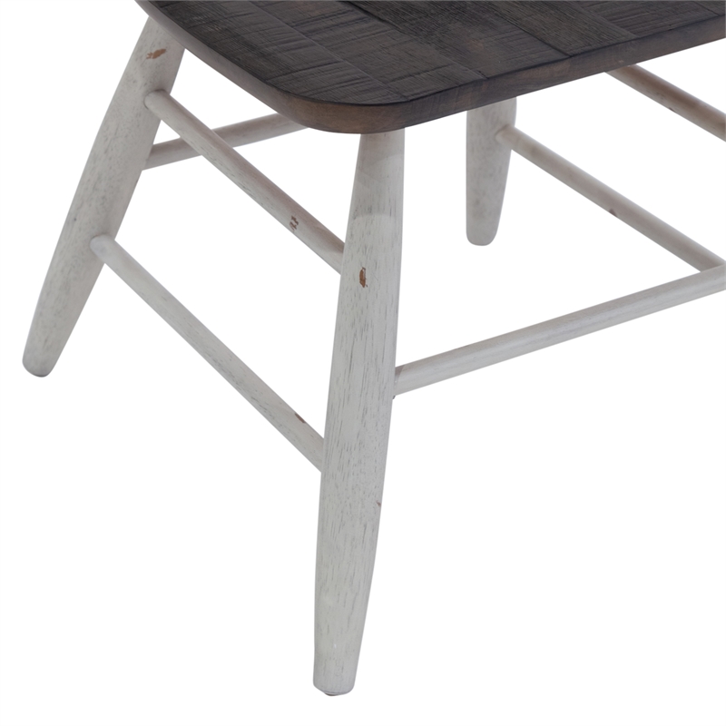 Pemberly Row White Windsor Back Side Chair Set of 2 Heavy Distressing