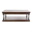 Pemberly Row Rectangular Cocktail Table with Casters and X Metal Accents