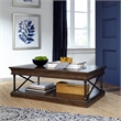 Pemberly Row Rectangular Cocktail Table with Casters and X Metal Accents