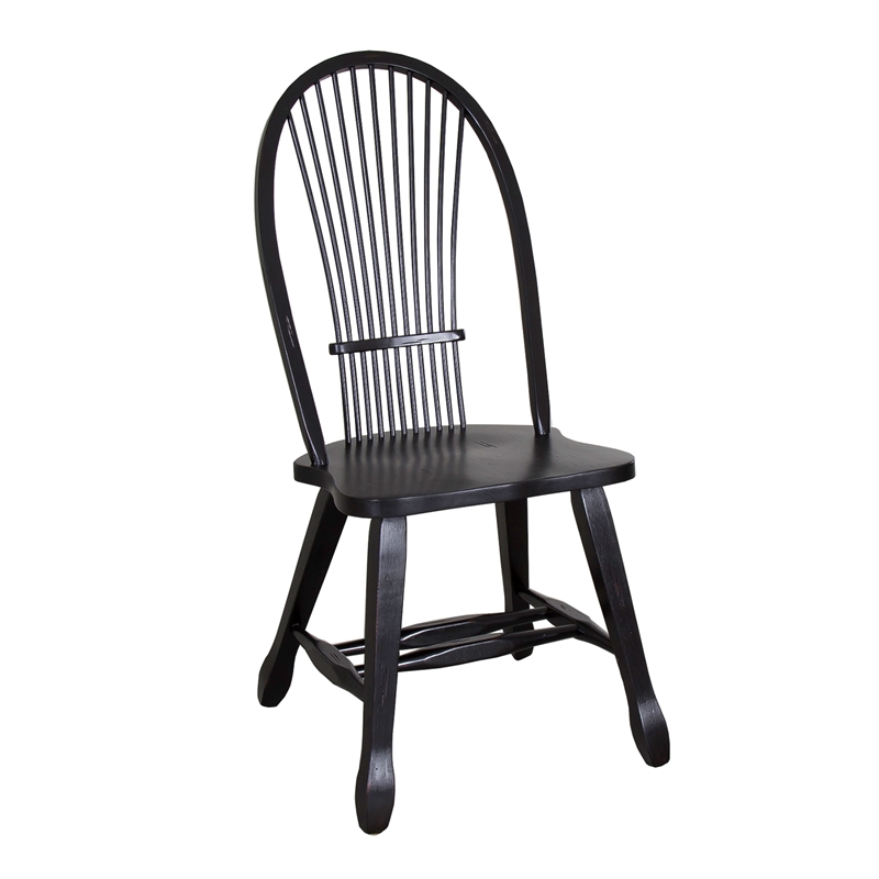 Pemberly Row Sheaf Back Side Chair in Black Set of 2 with Nylon Glides