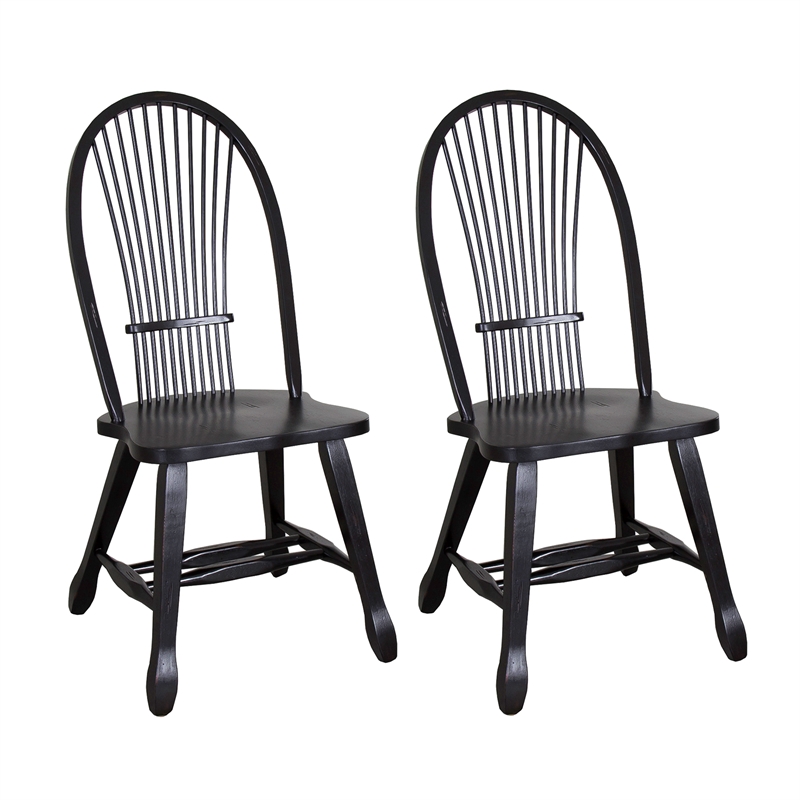 Pemberly Row Sheaf Back Side Chair in Black Set of 2 with Nylon Glides