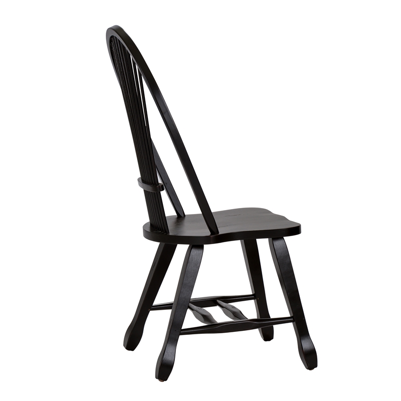 Pemberly Row Sheaf Back Side Chair in Black Set of 2 with Nylon Glides