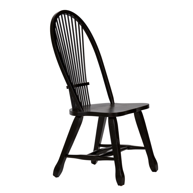 Pemberly Row Sheaf Back Side Chair in Black Set of 2 with Nylon Glides