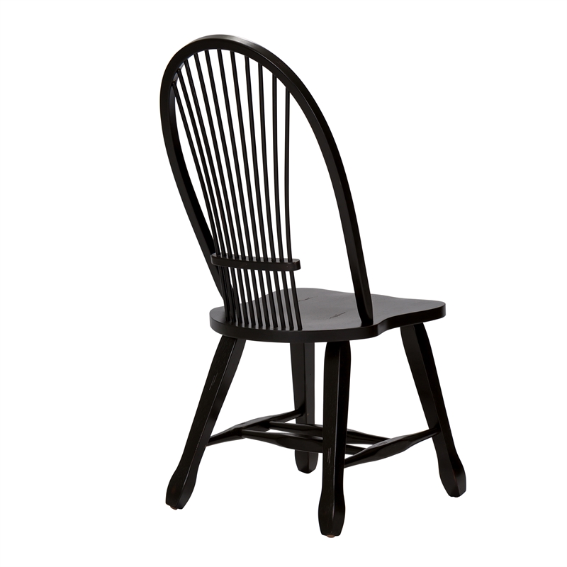 Pemberly Row Sheaf Back Side Chair in Black Set of 2 with Nylon Glides