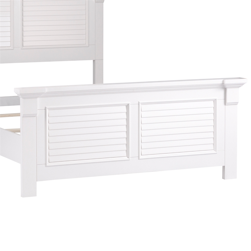 Pemberly Row Full Panel Bed in Oyster White Finish with Louvered Accents