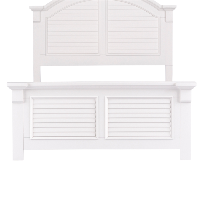 Pemberly Row Full Panel Bed in Oyster White Finish with Louvered Accents
