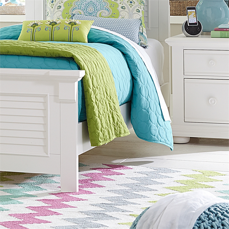 Pemberly Row Full Panel Bed in Oyster White Finish with Louvered Accents