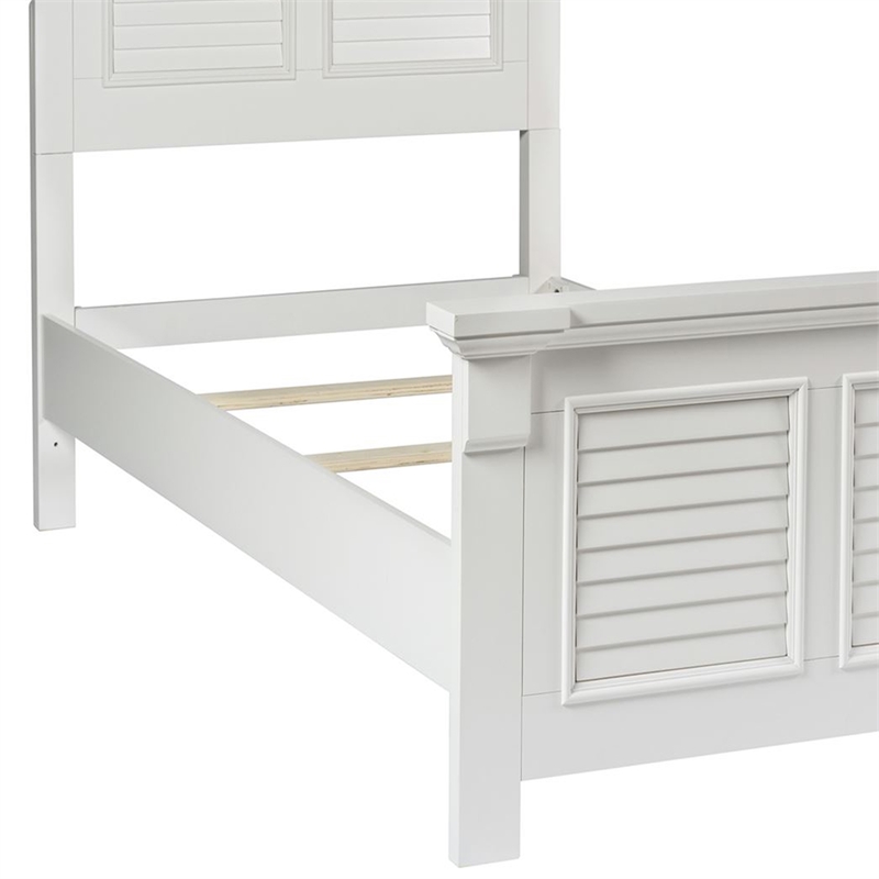Pemberly Row Full Panel Bed in Oyster White Finish with Louvered Accents