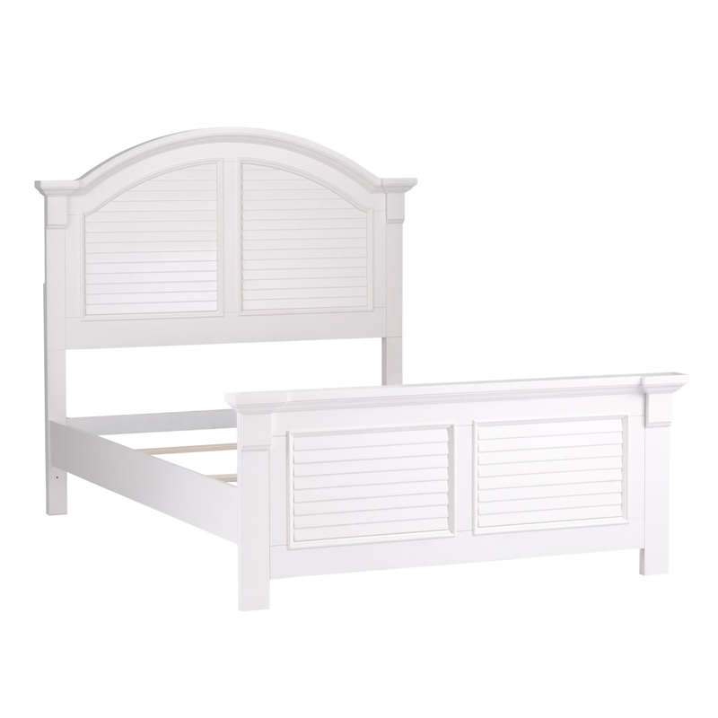 Pemberly Row Full Panel Bed in Oyster White Finish with Louvered Accents