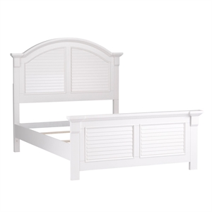 Pemberly Row Full Panel Bed in Oyster White Finish with Louvered Accents