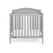 Pemberly Row Mini Convertible Crib in Pebble Gray with Foam Mattress
