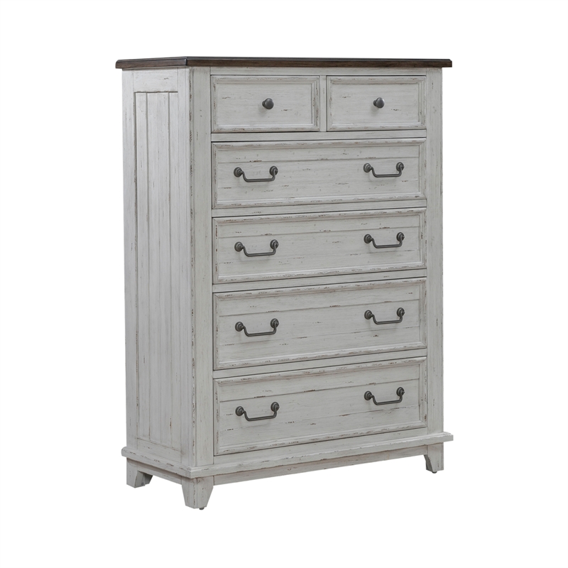 Pemberly Row 6 Drawer Chest with Cedar Lined Drawers in Riverstone White
