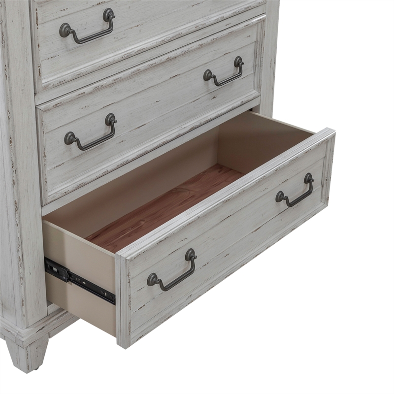 Pemberly Row 6 Drawer Chest with Cedar Lined Drawers in Riverstone White
