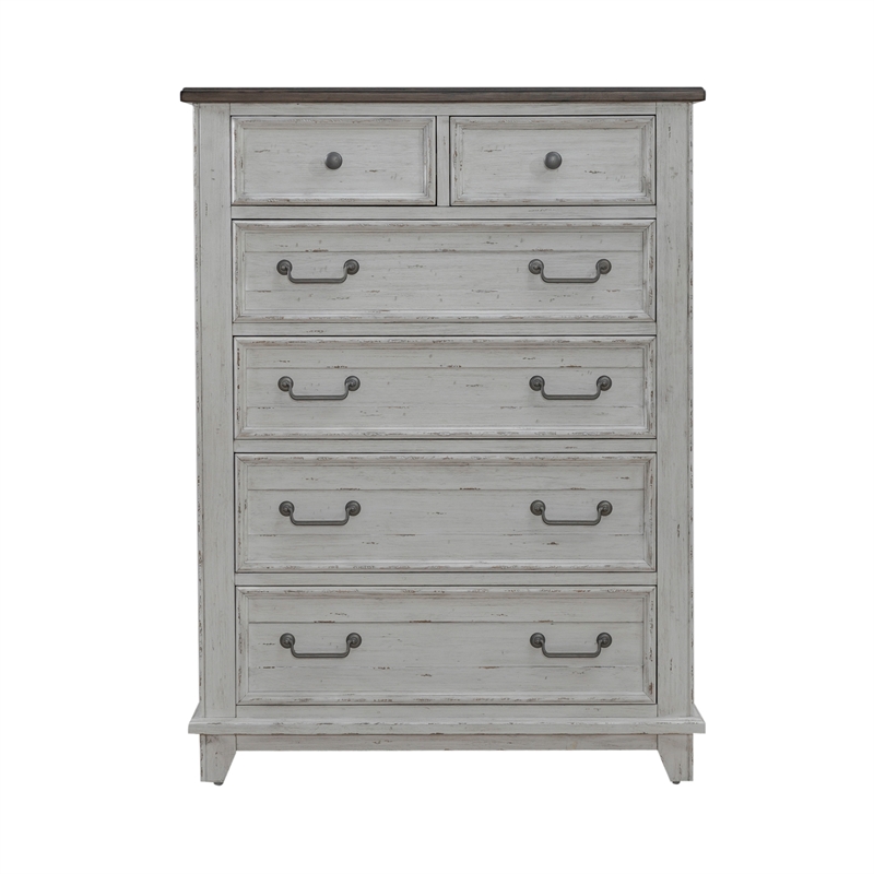 Pemberly Row 6 Drawer Chest with Cedar Lined Drawers in Riverstone White
