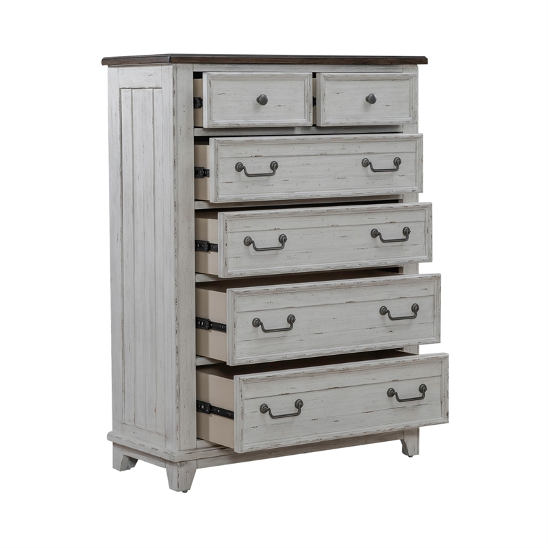Pemberly Row 6 Drawer Chest with Cedar Lined Drawers in Riverstone White