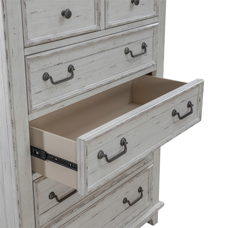 Pemberly Row 6 Drawer Chest with Cedar Lined Drawers in Riverstone White