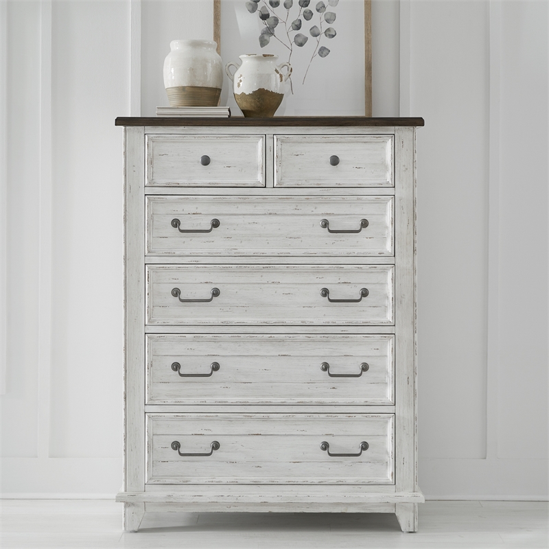 Pemberly Row 6 Drawer Chest with Cedar Lined Drawers in Riverstone White