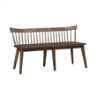Pemberly Row Spindle Back Bench with Tapered Legs in Rustic Brown