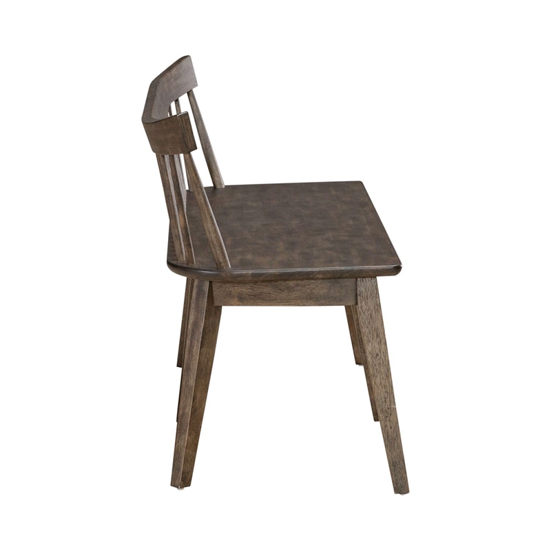 Pemberly Row Spindle Back Bench with Tapered Legs in Rustic Brown