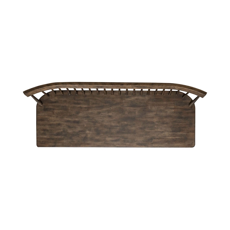 Pemberly Row Spindle Back Bench with Tapered Legs in Rustic Brown