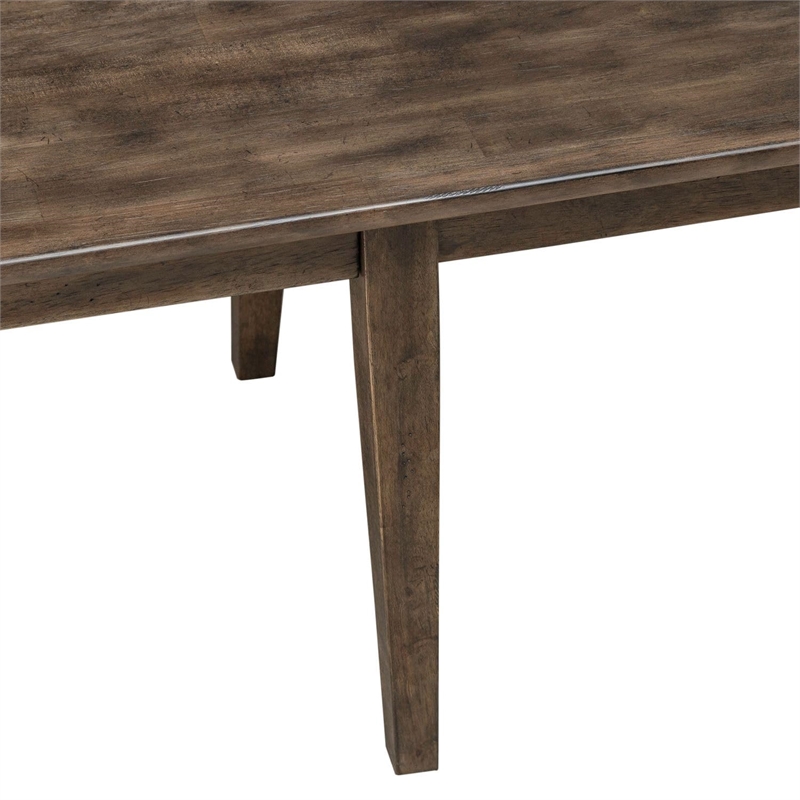 Pemberly Row Spindle Back Bench with Tapered Legs in Rustic Brown