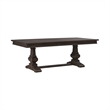 Pemberly Row Trestle Table Set with Easy Glide Leaf in Brown
